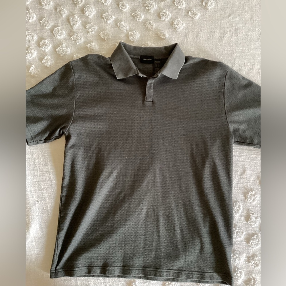 Claiborne Polo Shirt Men's Short Sleeve Preppy X Large Gray Cotton Blend
Q2
